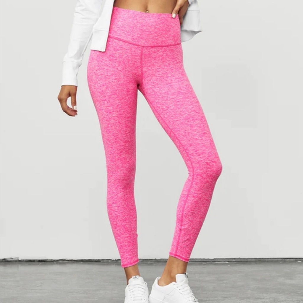 Alo Alosoft Highlight Legging In Neon Pink Heather 7/8 Size Small